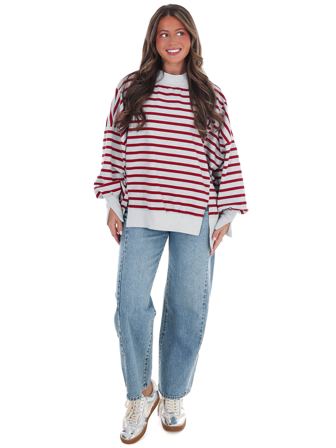 Stripe Season Mock Neck Sweatshirt