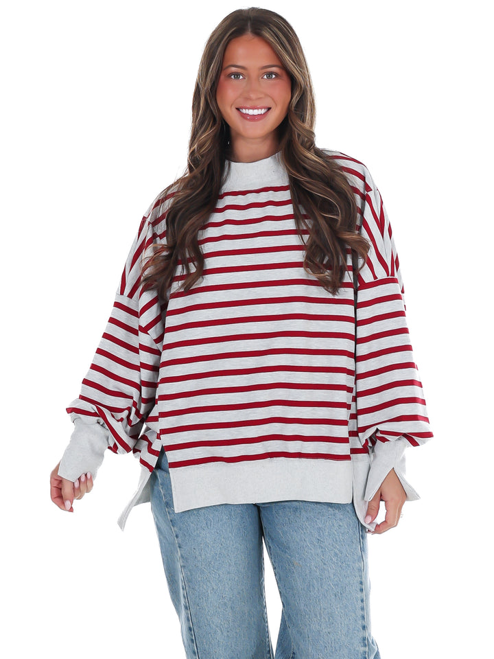 Stripe Season Mock Neck Sweatshirt