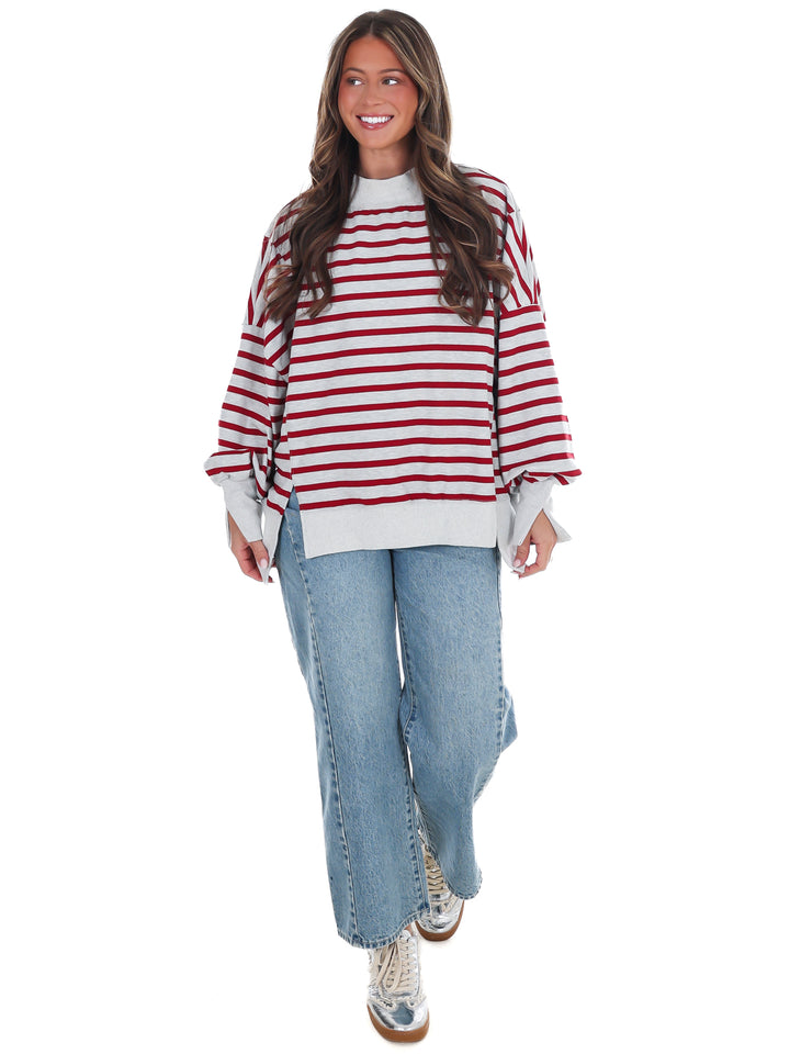 Stripe Season Mock Neck Sweatshirt
