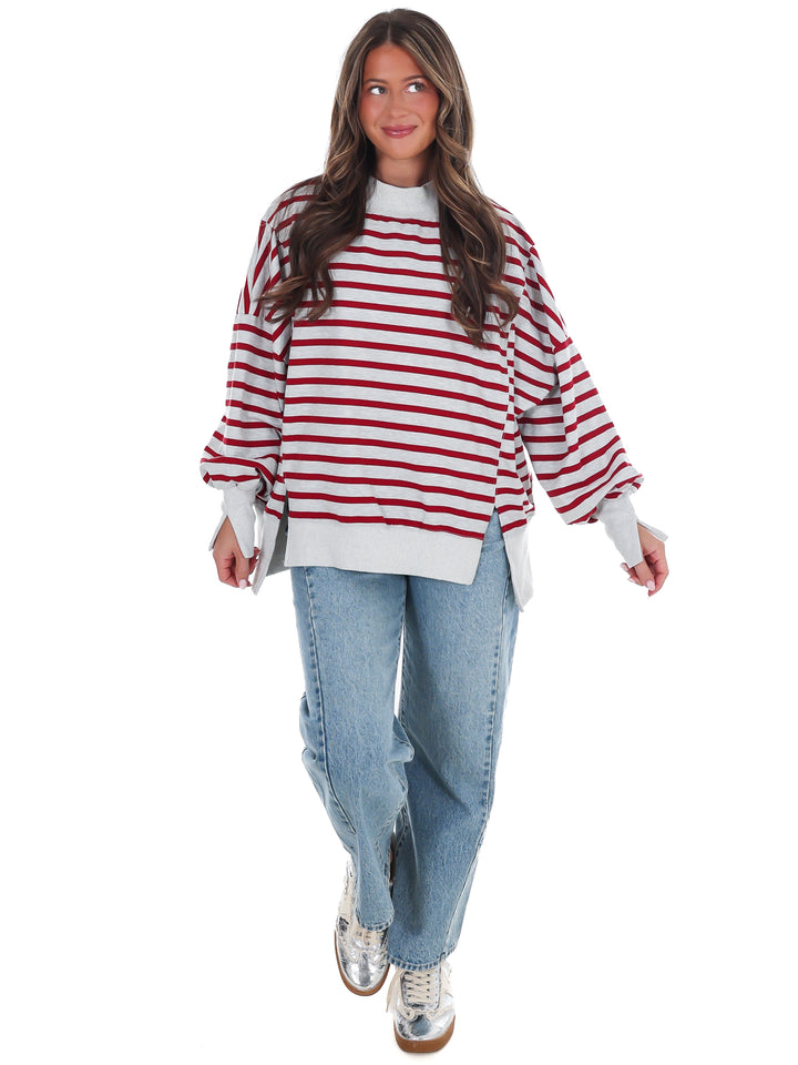 Stripe Season Mock Neck Sweatshirt
