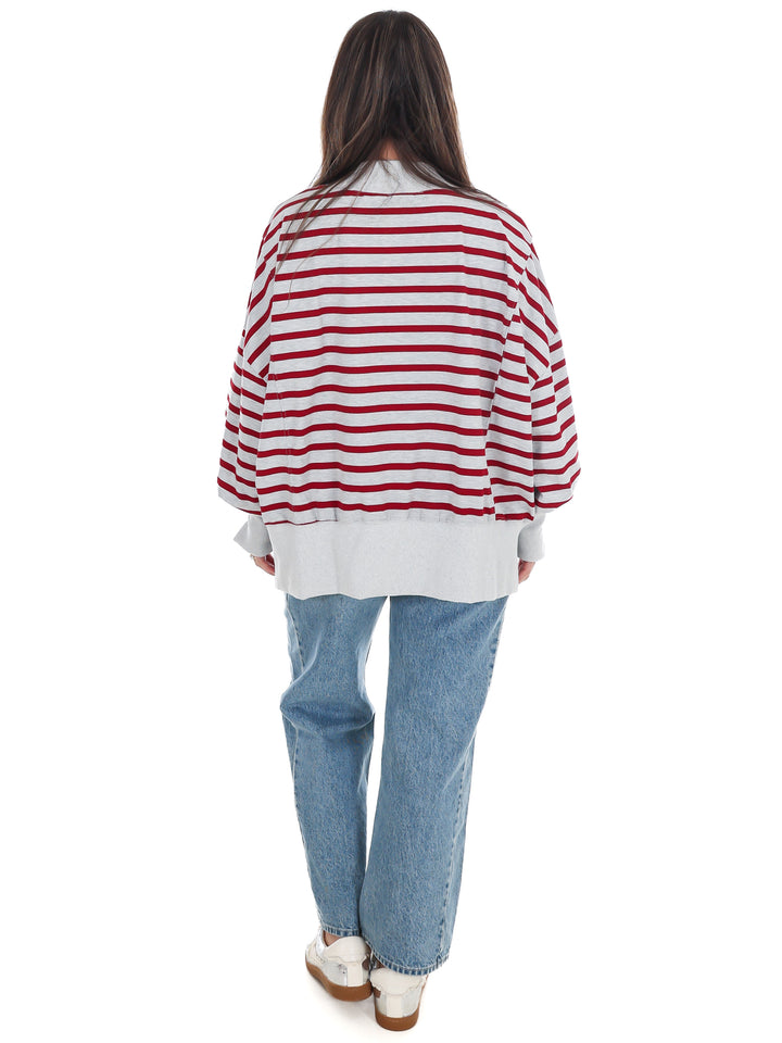 Stripe Season Mock Neck Sweatshirt