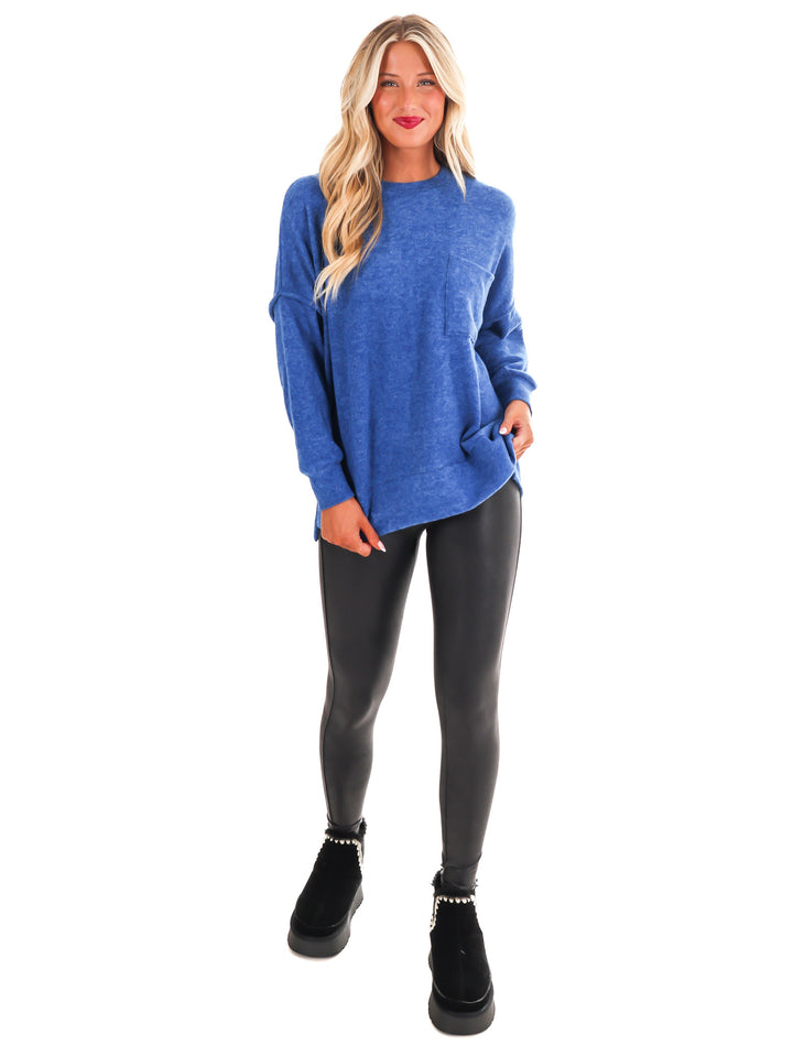 Everyday Cozy Oversized Melange Pocket Top Doorbuster