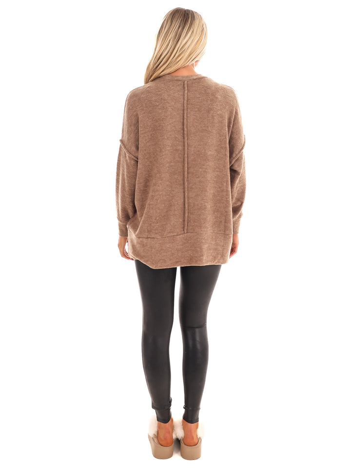 Everyday Cozy Oversized Melange Pocket Top Doorbuster