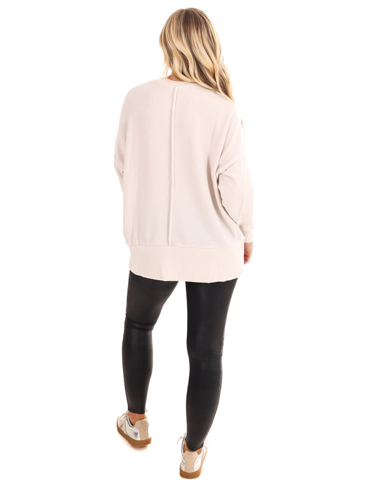 Everyday Cozy Oversized Melange Pocket Top Doorbuster