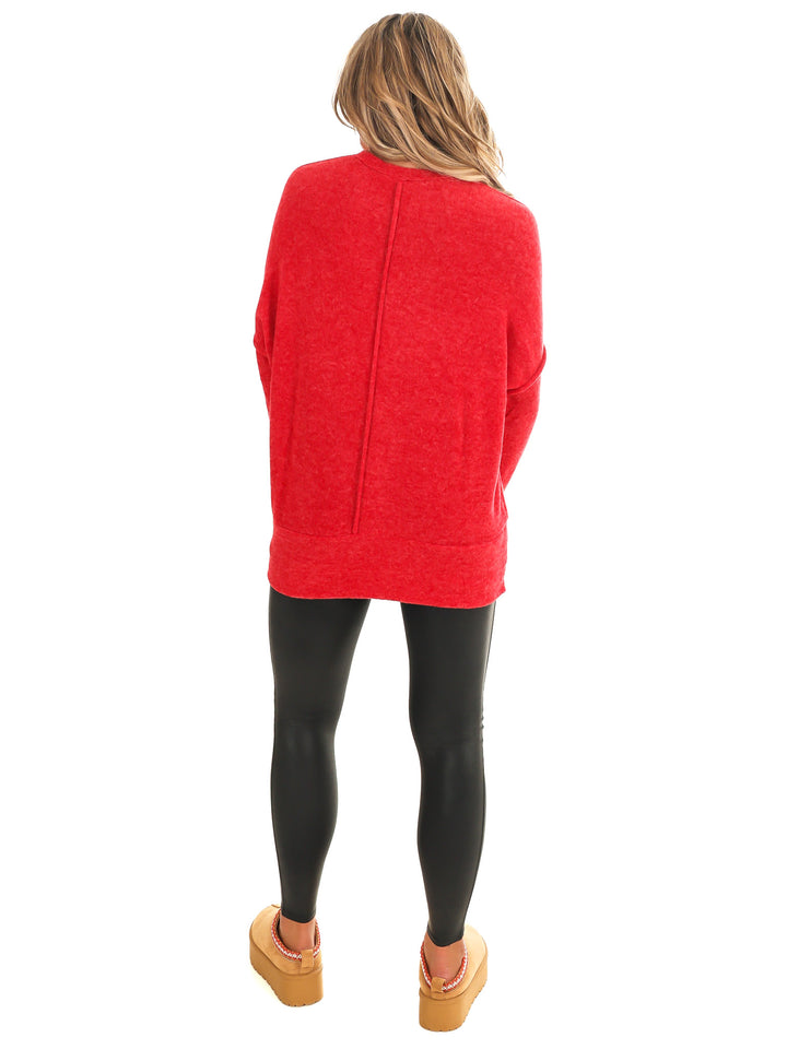 Everyday Cozy Oversized Melange Pocket Top Doorbuster