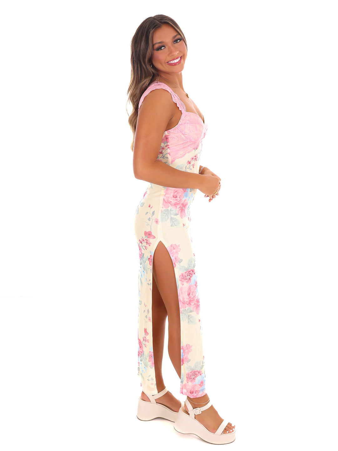 Becoming Me Mesh Floral Maxi Dress