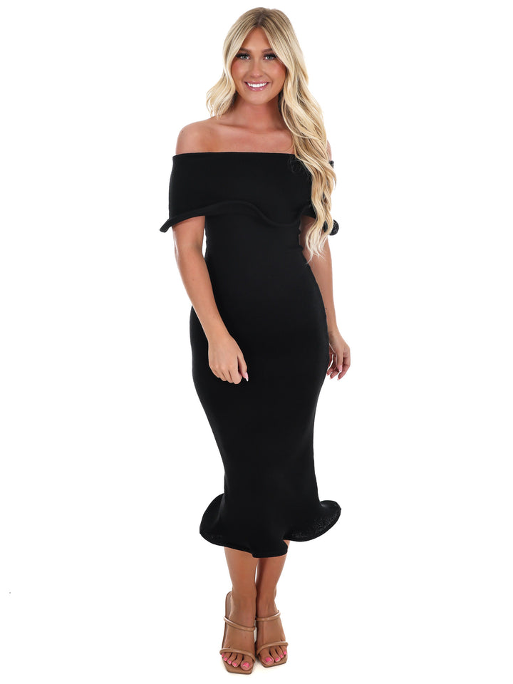 As the Night Goes Wavy Tube Midi Dress