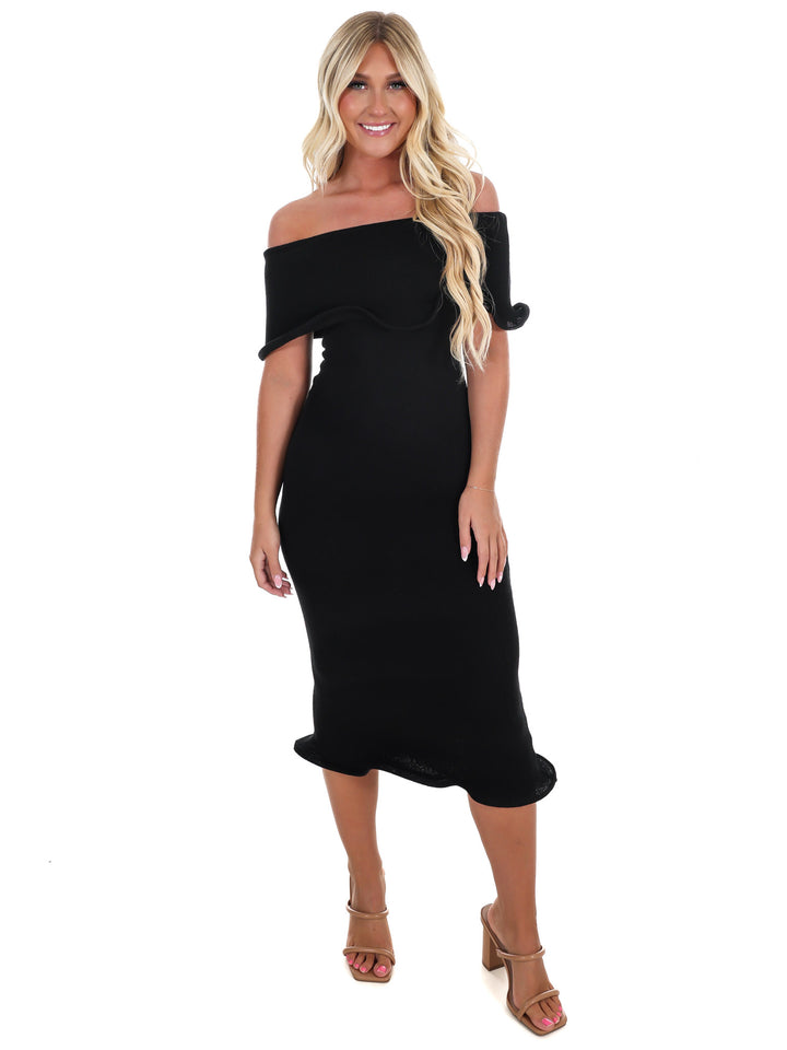 As the Night Goes Wavy Tube Midi Dress