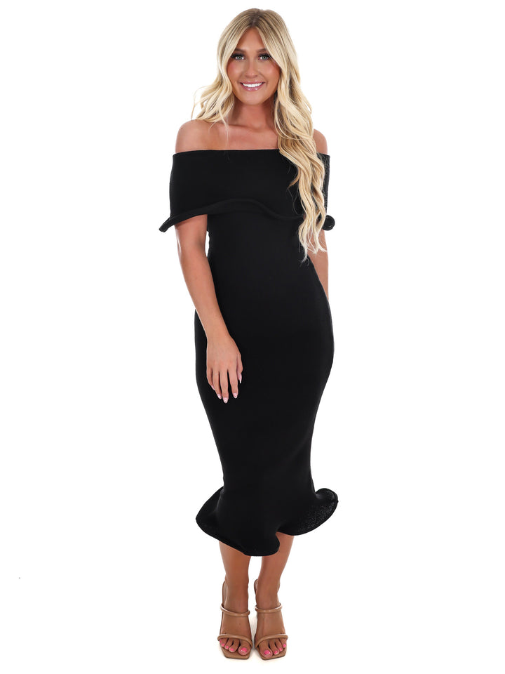 As the Night Goes Wavy Tube Midi Dress