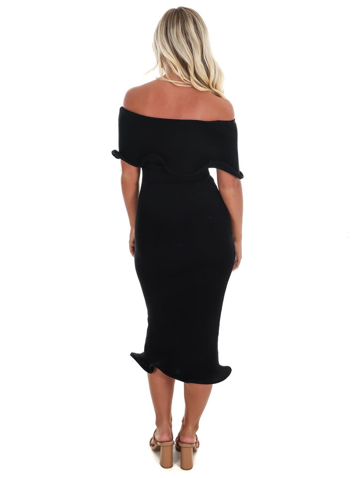 As the Night Goes Wavy Tube Midi Dress