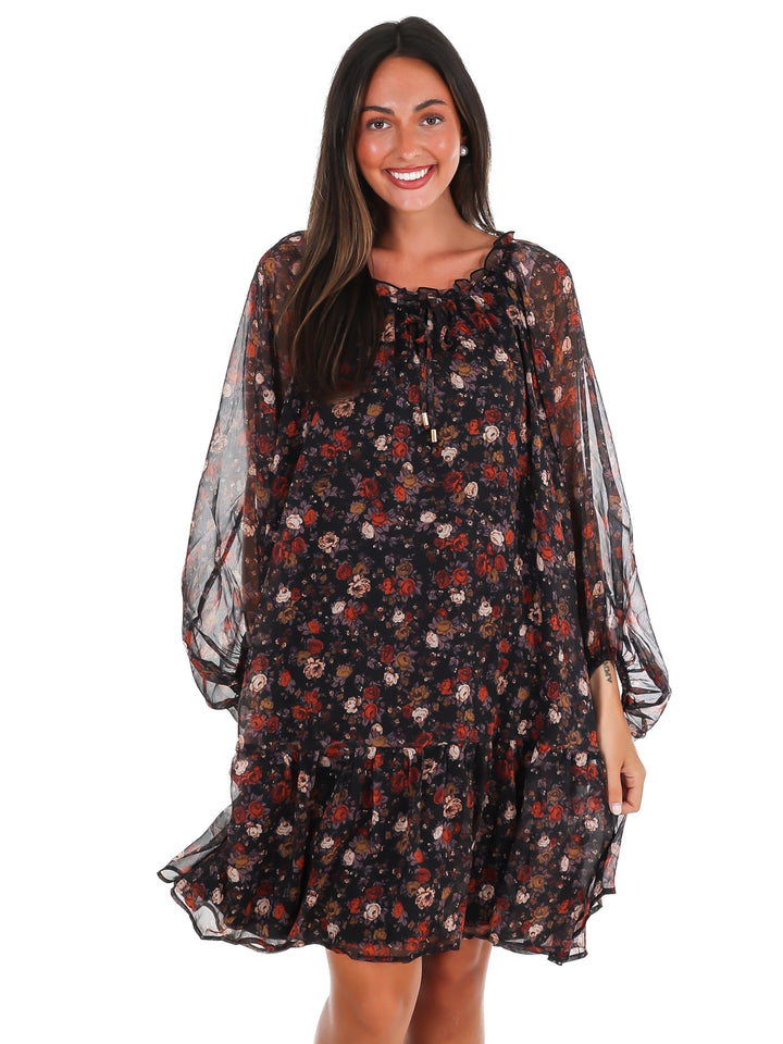 Falling Leaves Floral Mini Dress
