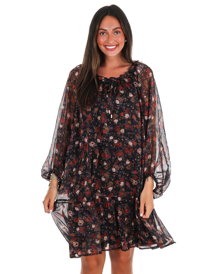 Falling Leaves Floral Mini Dress
