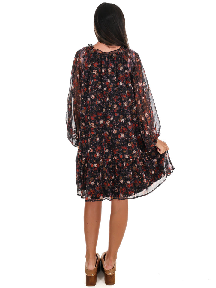 Falling Leaves Floral Mini Dress