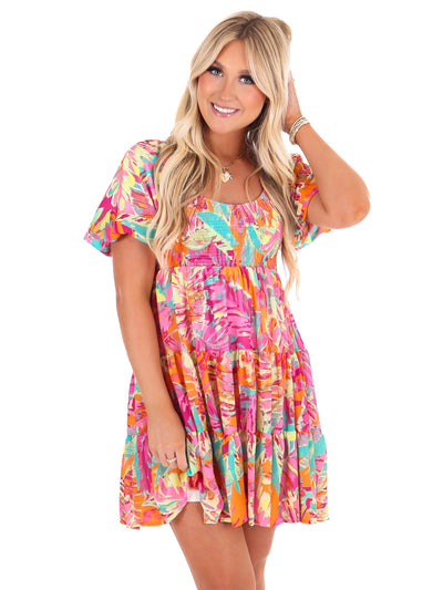 Stolen Moments Print Mini Dress