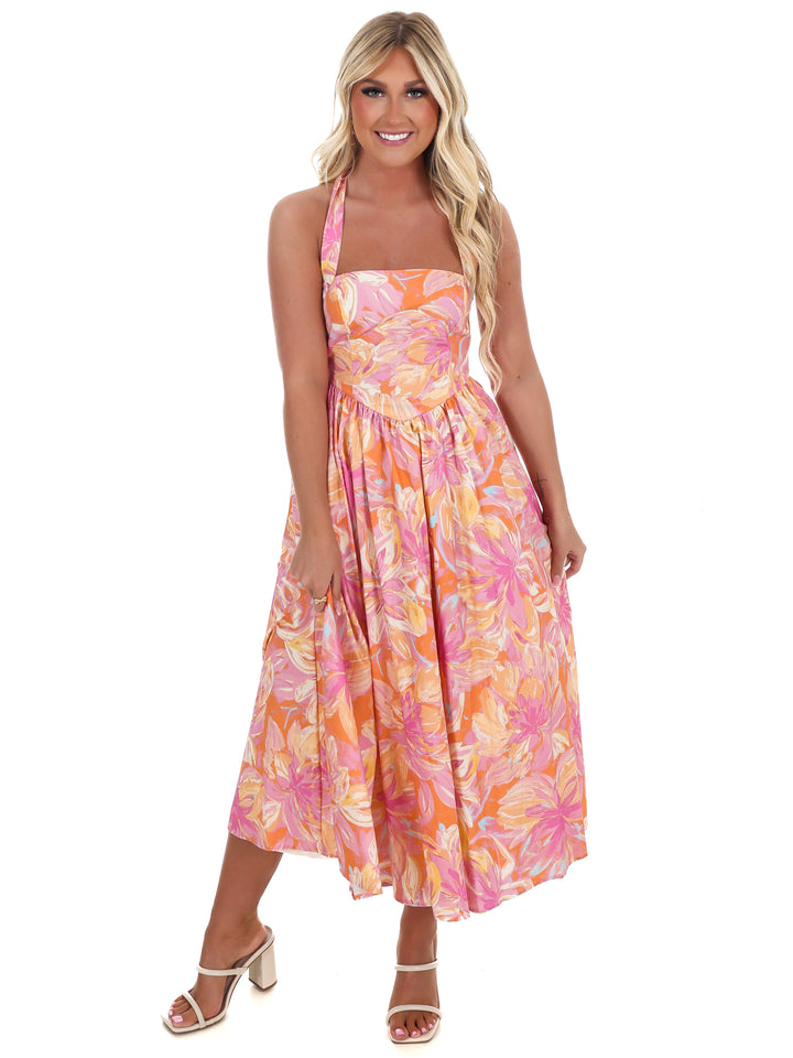 Twirl Ready Print Midi Dress