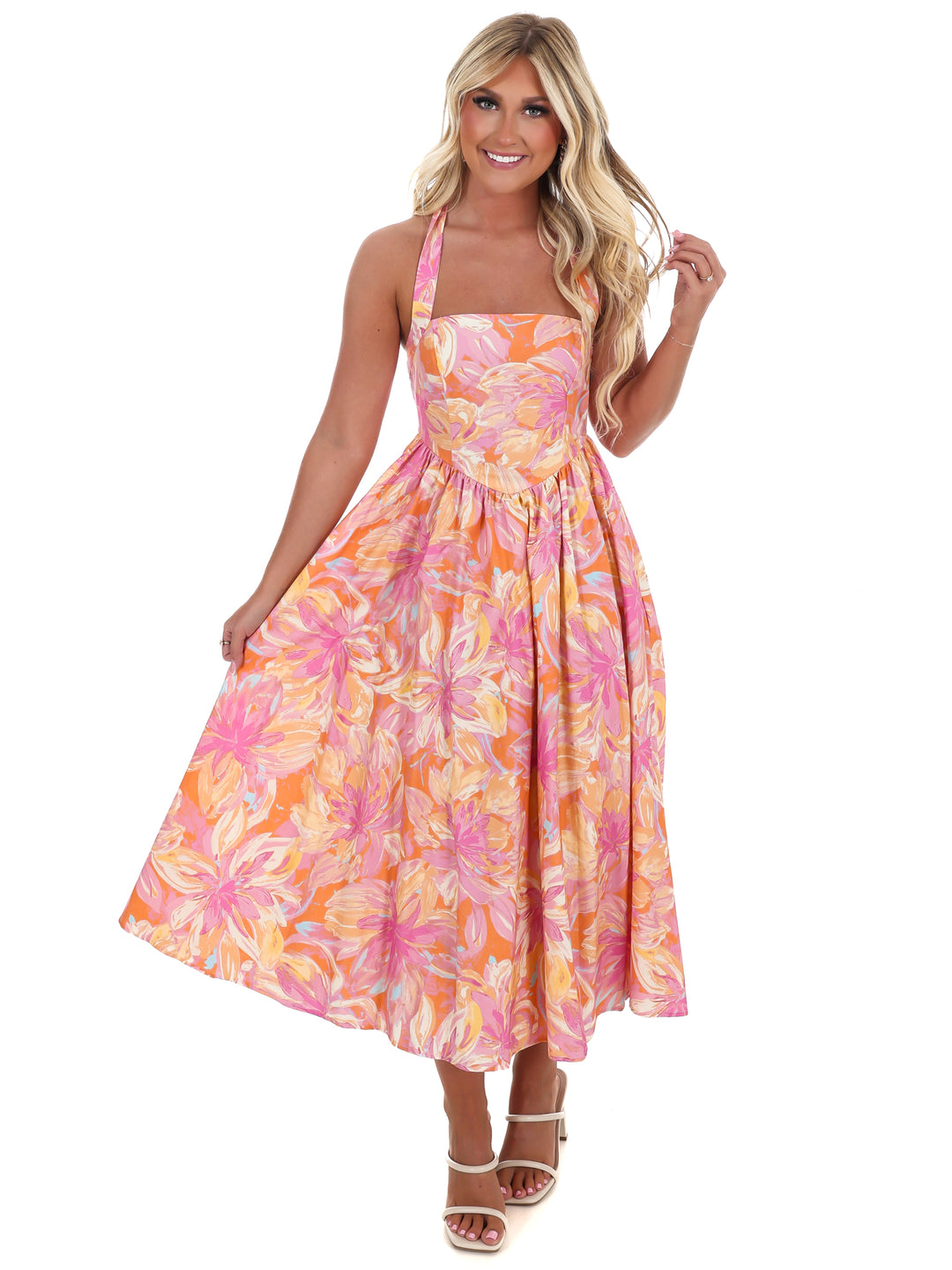Twirl Ready Print Midi Dress