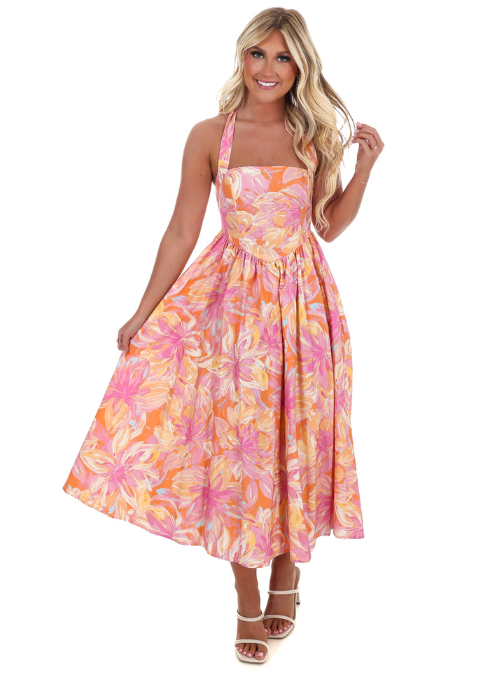 Twirl Ready Print Midi Dress
