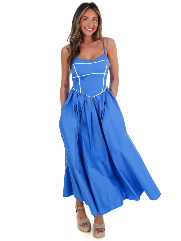 Into the Blue Midi Dress