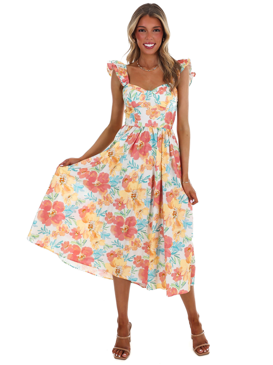 Just Add Flowers Midi Dress
