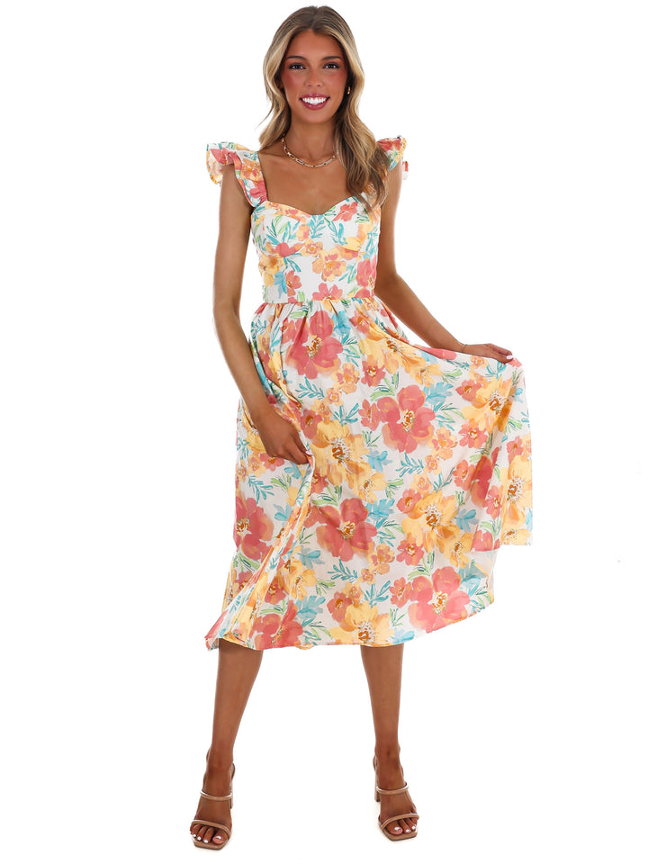 Just Add Flowers Midi Dress