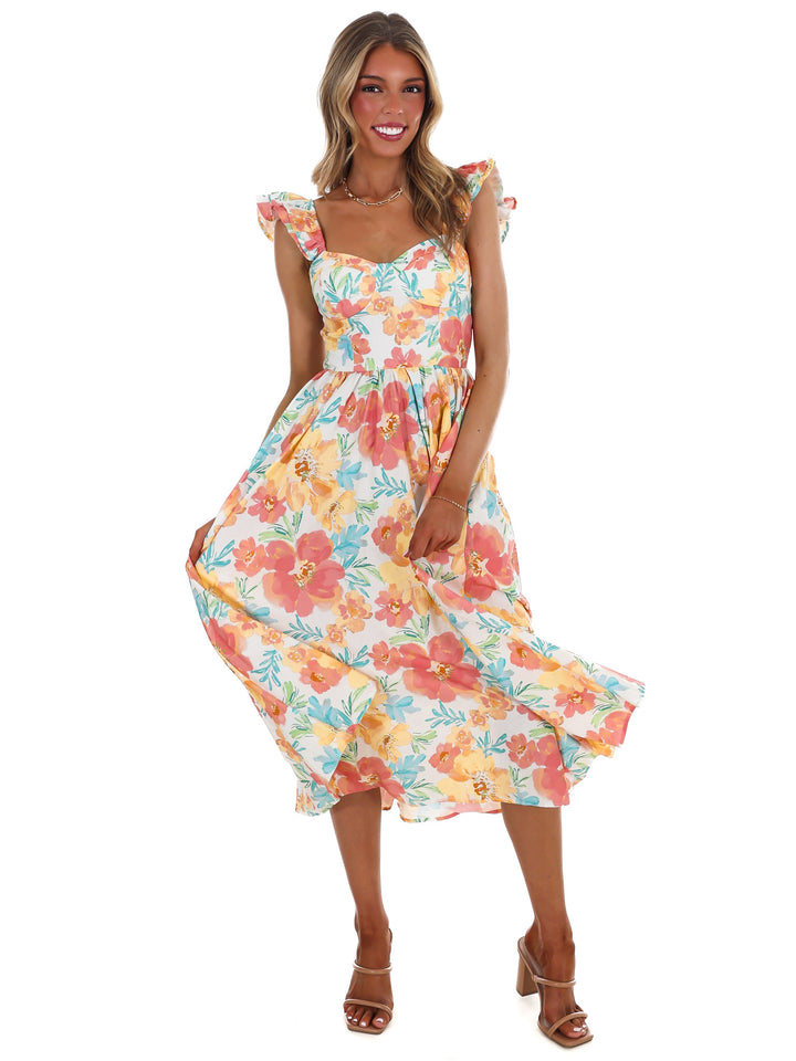 Just Add Flowers Midi Dress
