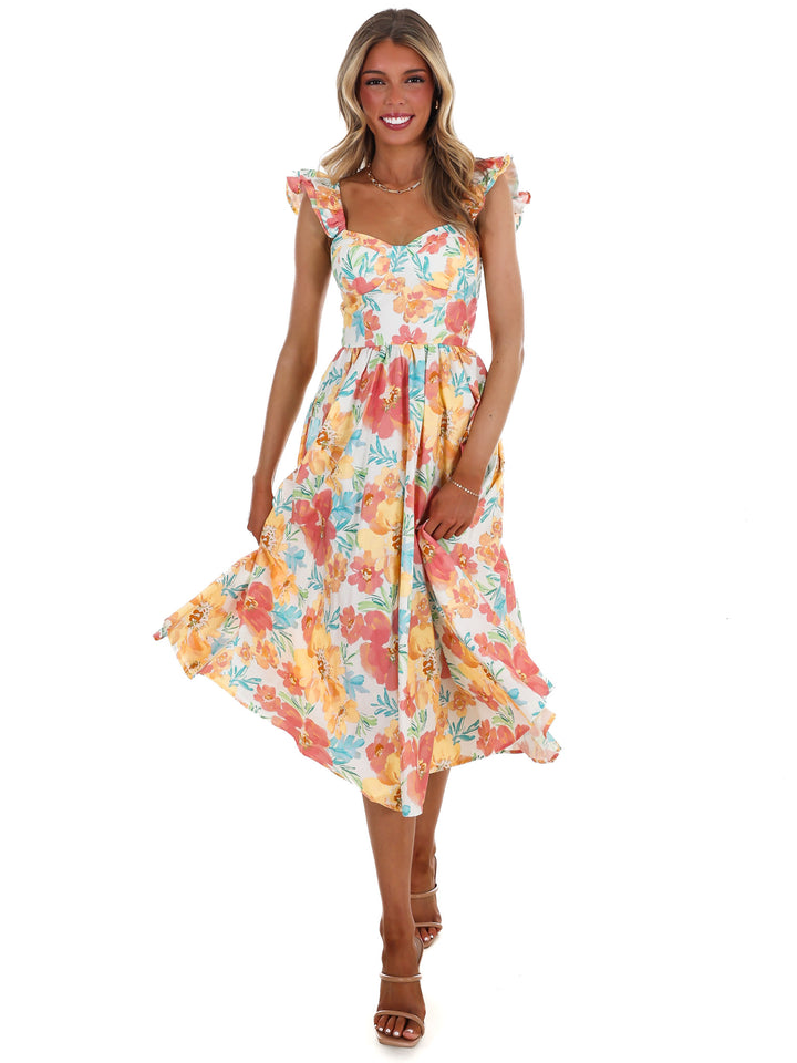 Just Add Flowers Midi Dress