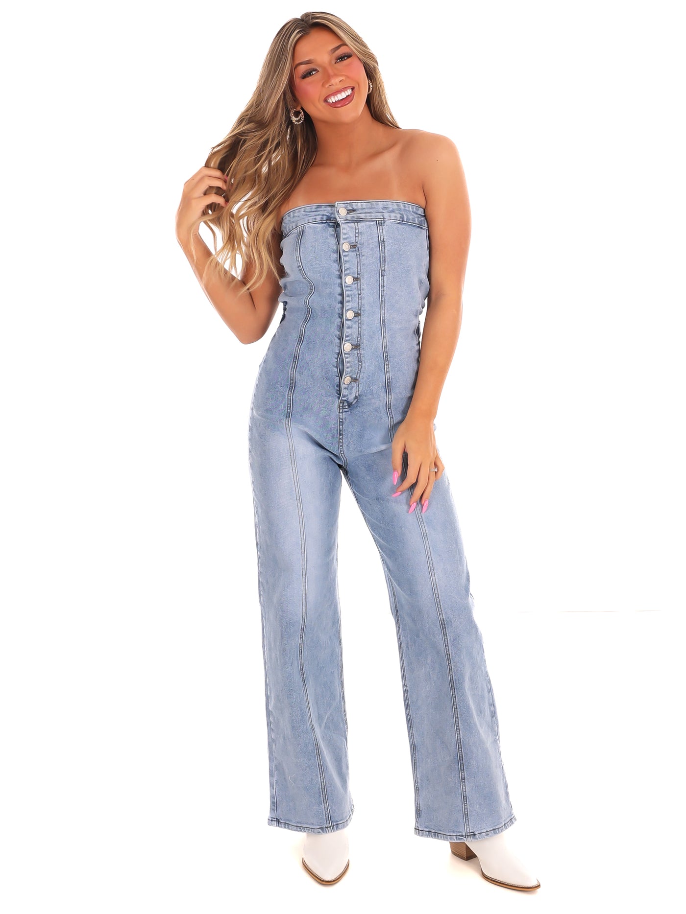 In the Crowd Denim Jumpsuit