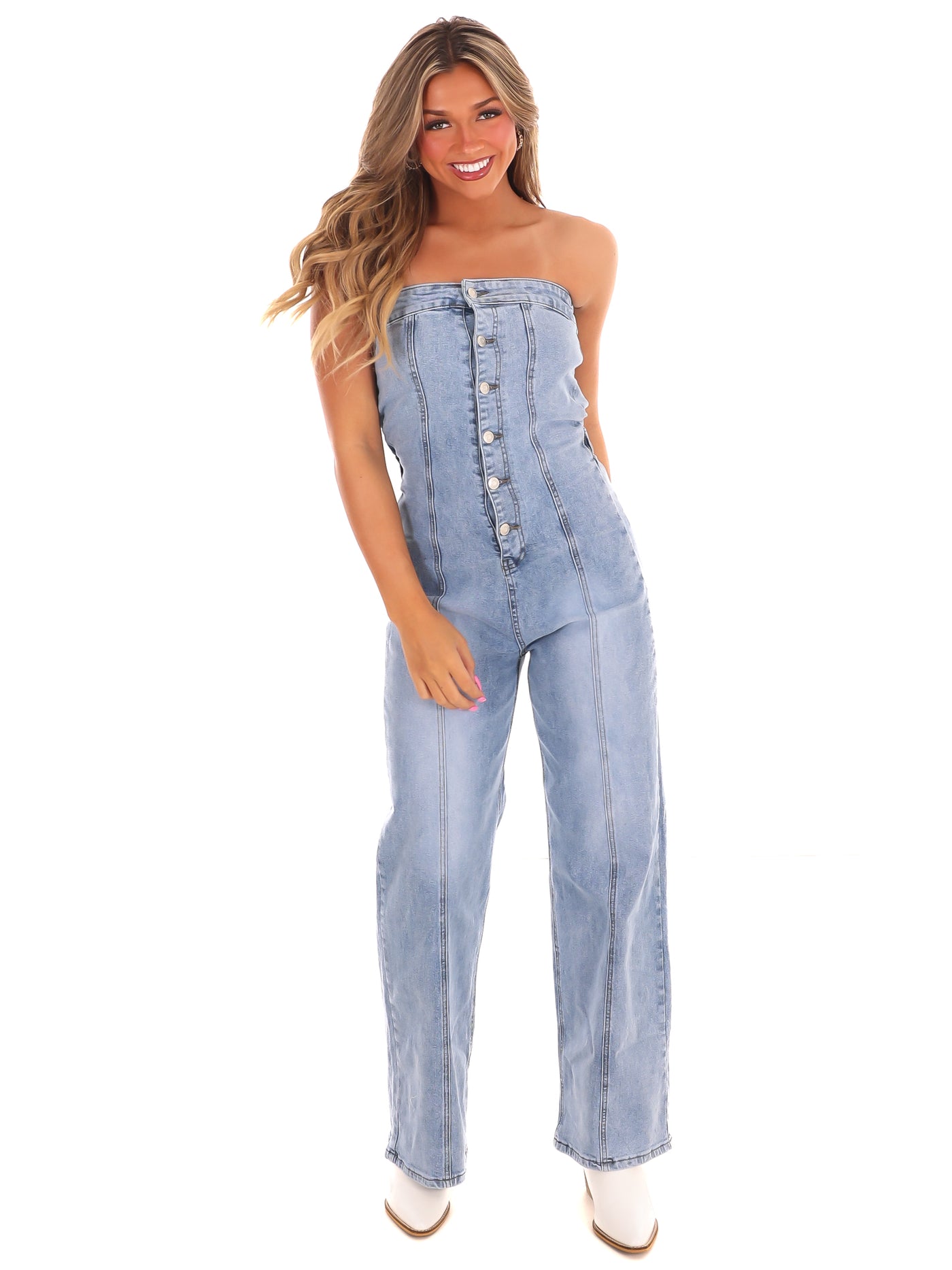 In the Crowd Denim Jumpsuit