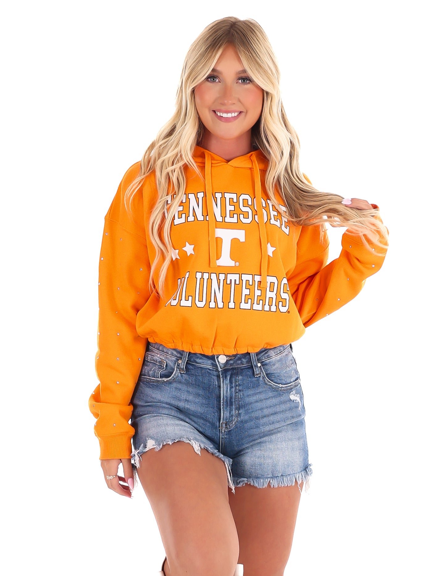 Tennessee Volunteers Rhinestone Sleeve Waistband Hoodie