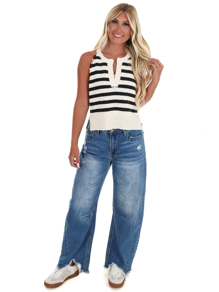 Holiday Weekend Stripe Sweater Top