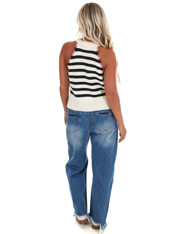 Holiday Weekend Stripe Sweater Top