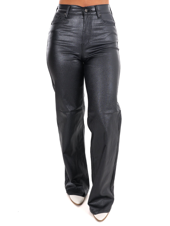 Night Sky Metallic High Rise Wide Jeans