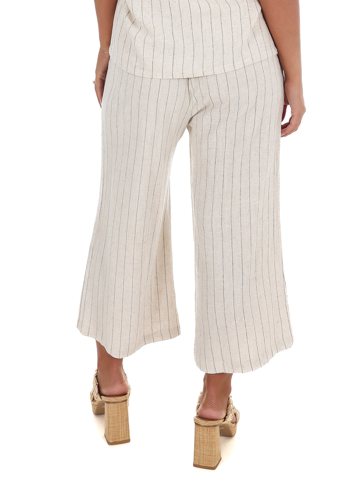 World of Possibilities Pinstripe Linen Cropped Pants