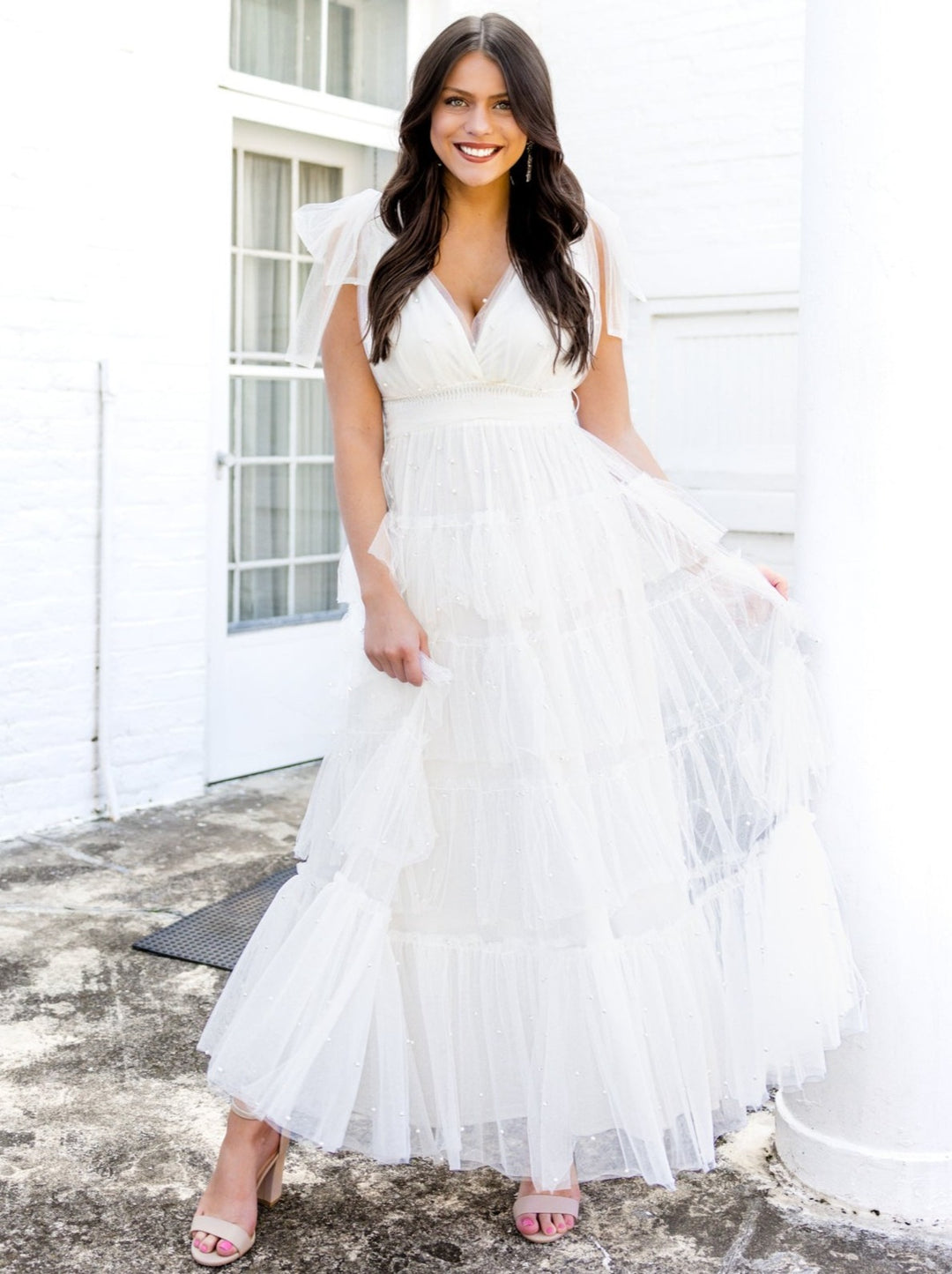 Happily Ever After Pearl Tulle Maxi Dress