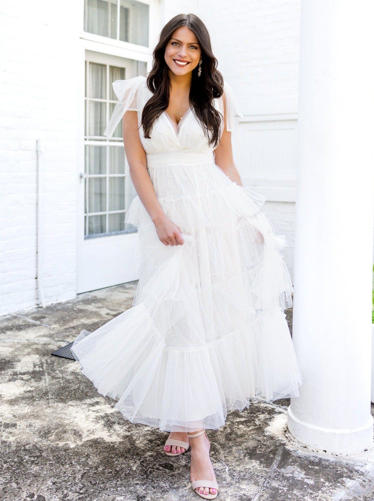 Happily Ever After Pearl Tulle Maxi Dress