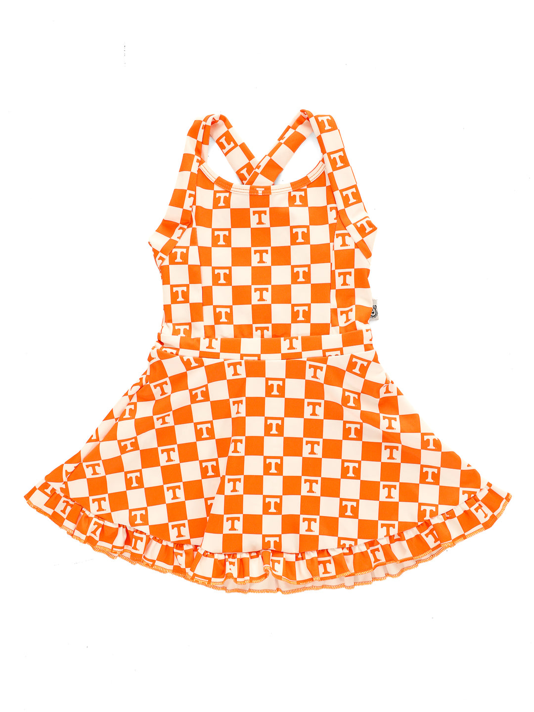 Little Vols Checkerboard Ruffle Hem Dress