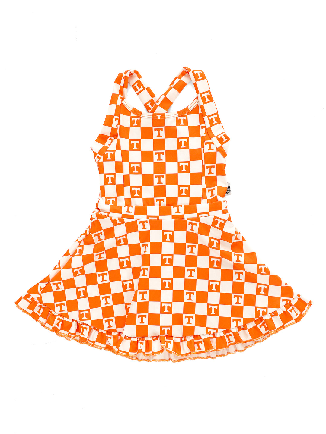 Little Vols Checkerboard Ruffle Hem Dress