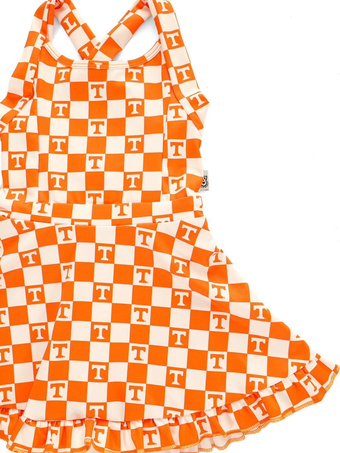 Little Vols Checkerboard Ruffle Hem Dress