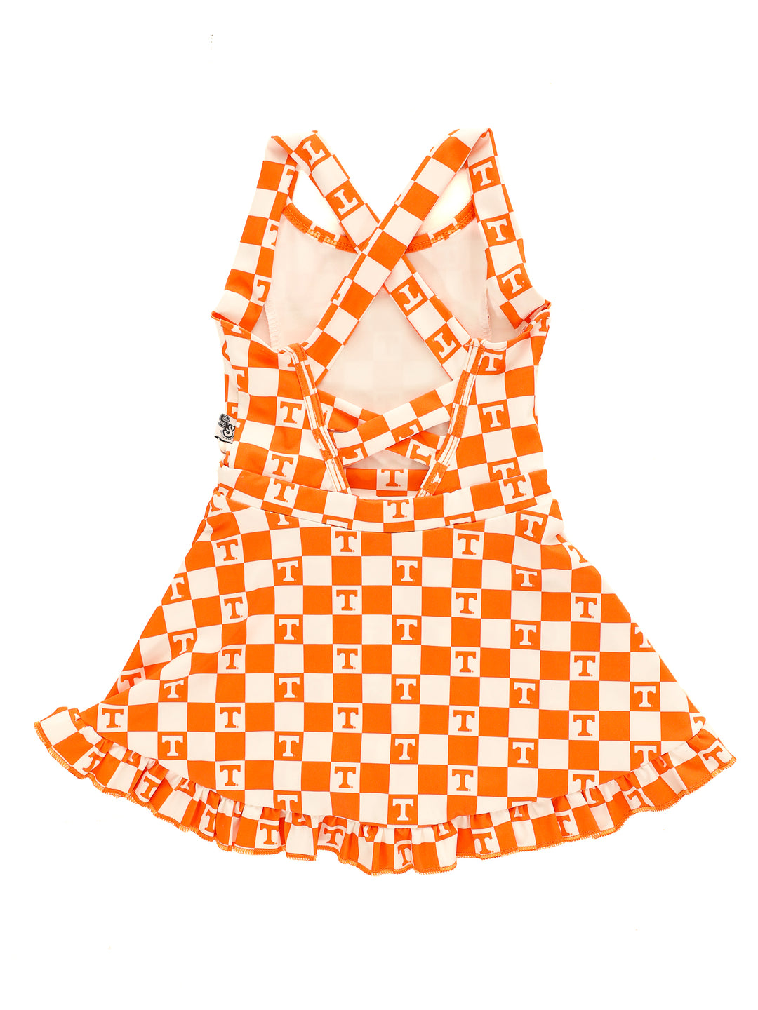 Little Vols Checkerboard Ruffle Hem Dress