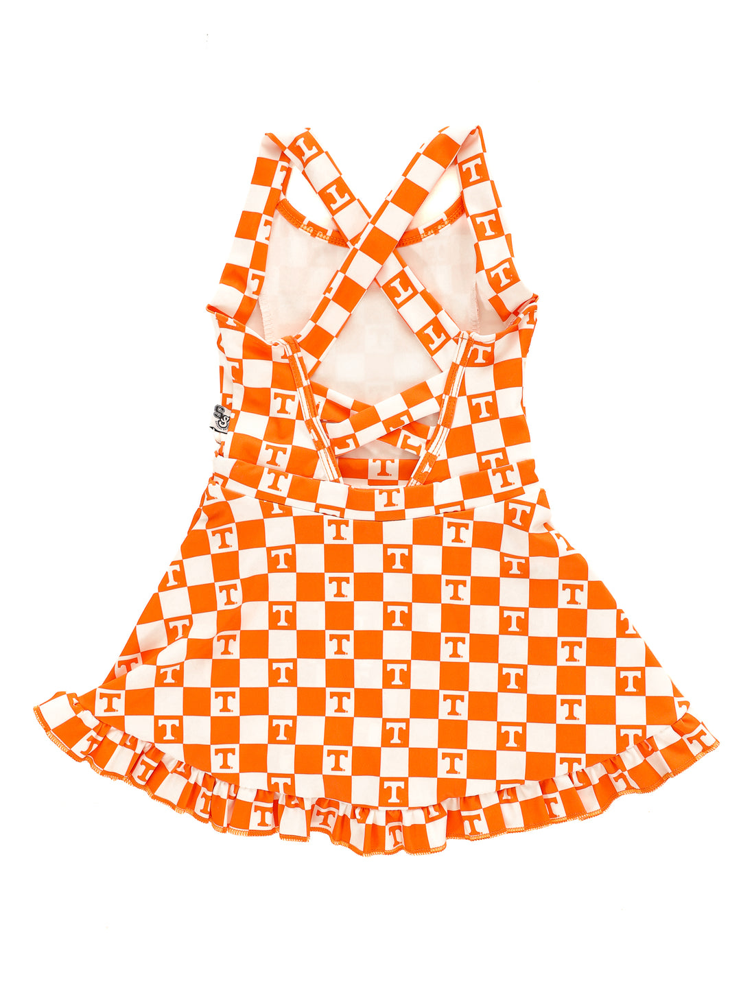 Little Vols Checkerboard Ruffle Hem Dress