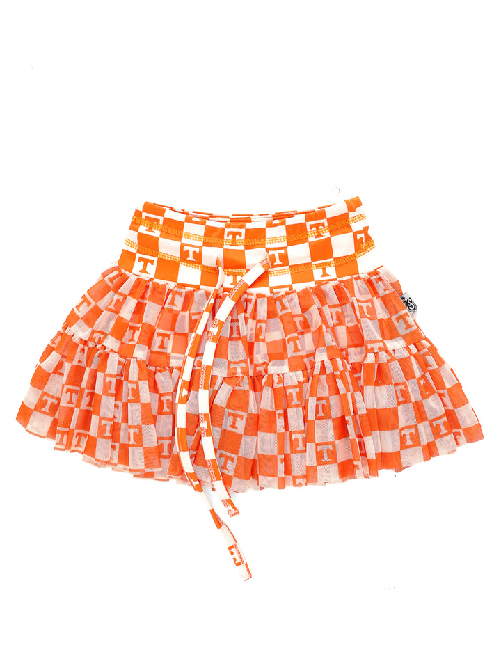 Little Vols Checkerboard Mesh Twirl Skirt