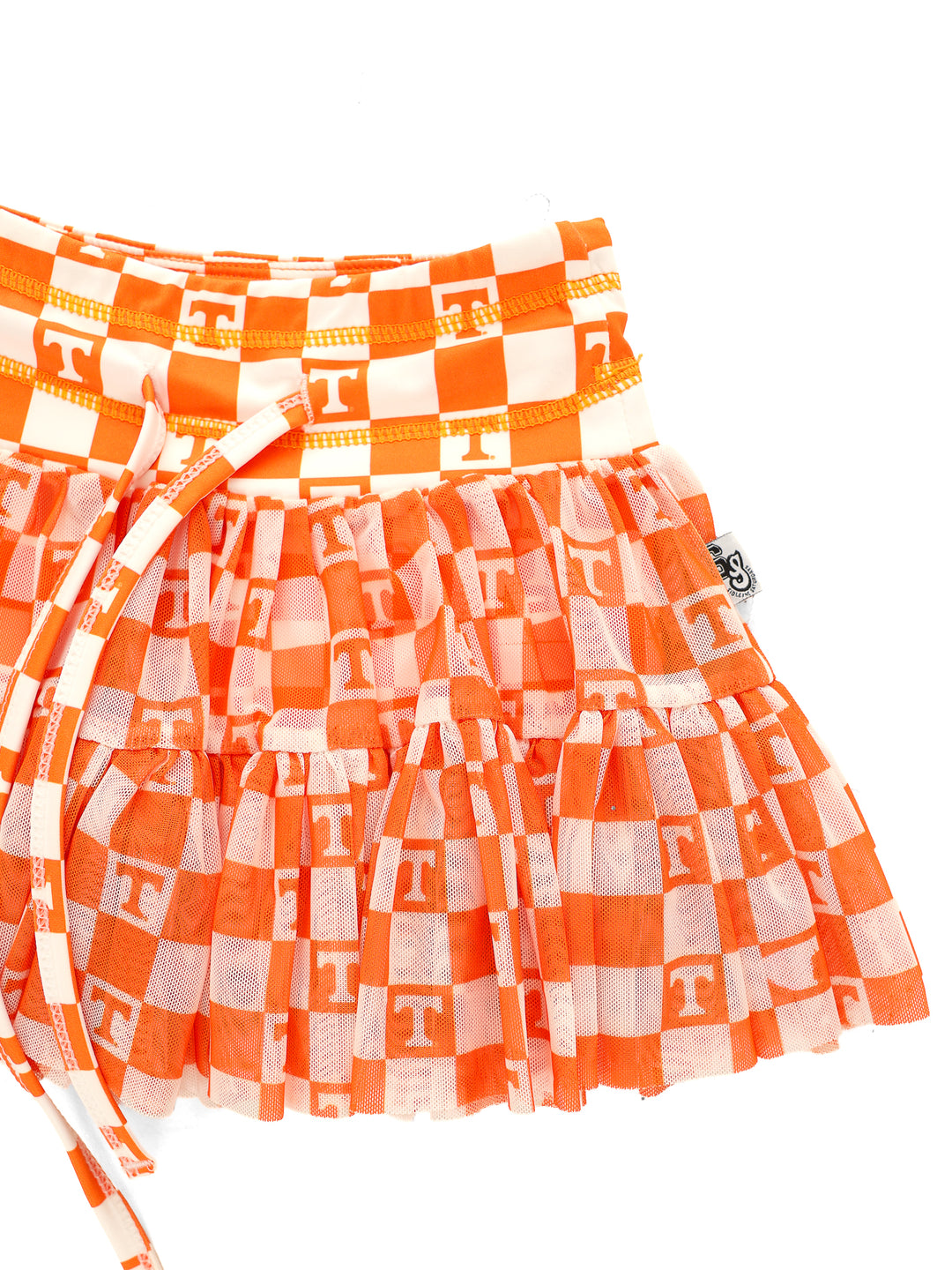 Little Vols Checkerboard Mesh Twirl Skirt