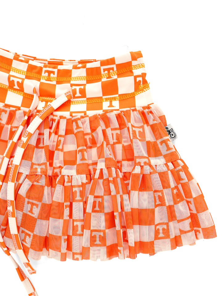 Little Vols Checkerboard Mesh Twirl Skirt