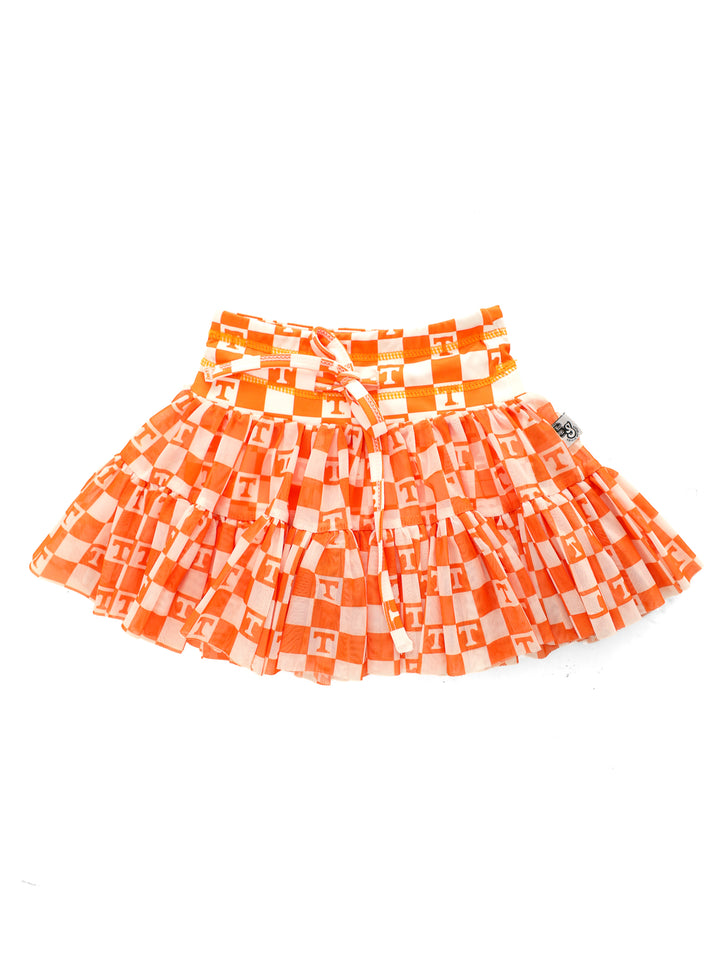 Little Vols Checkerboard Mesh Twirl Skirt