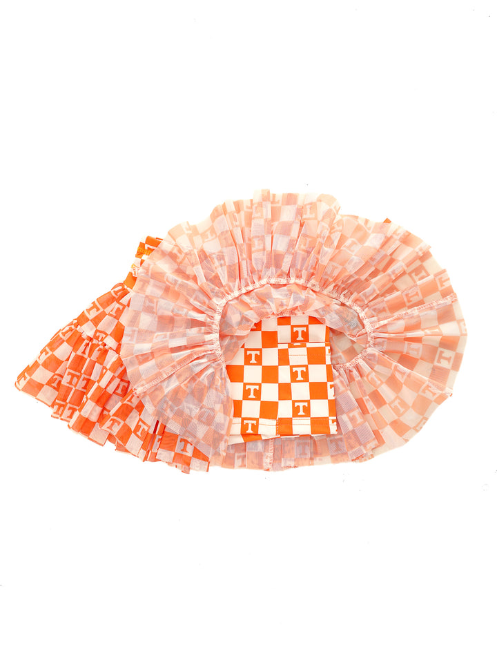 Little Vols Checkerboard Mesh Twirl Skirt