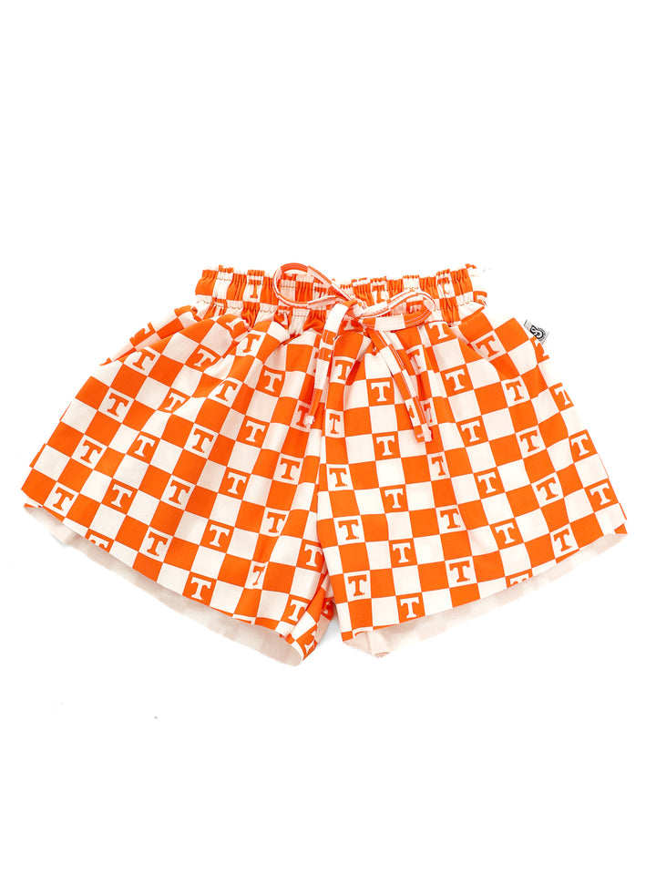 Little Vols Checkerboard Flutter Shorts