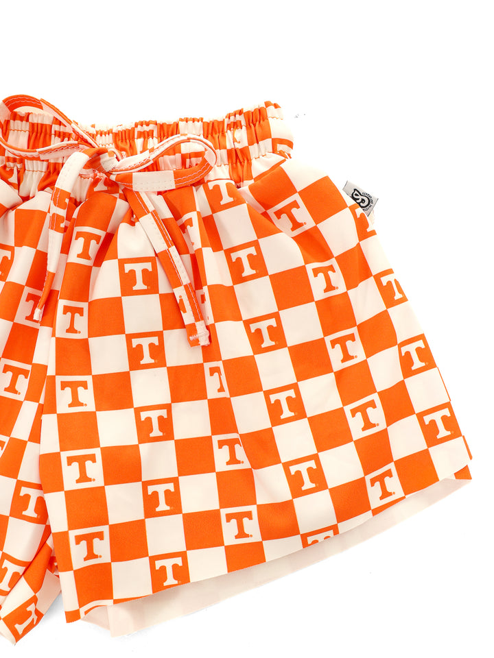 Little Vols Checkerboard Flutter Shorts