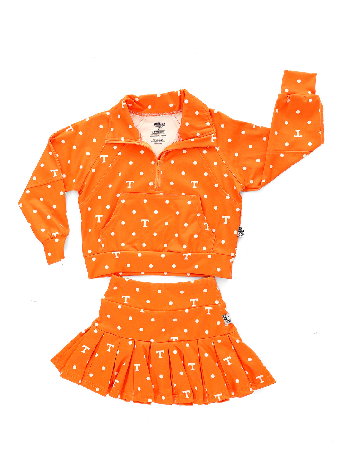 Polka Dot Power T Quarter Zip Pleated Skort Set