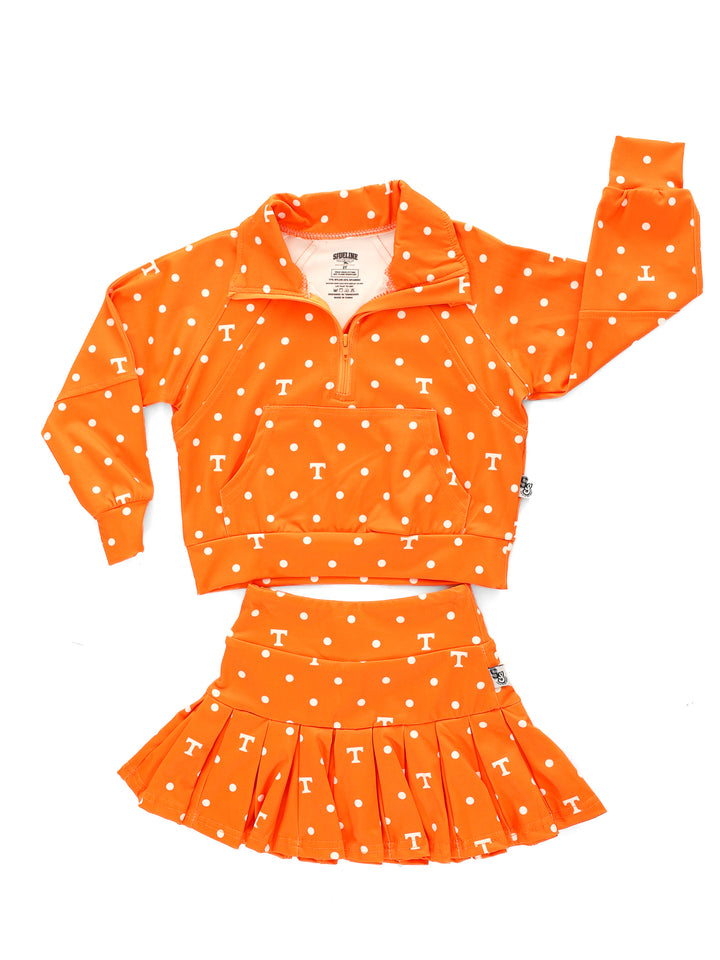 Polka Dot Power T Quarter Zip Pleated Skort Set