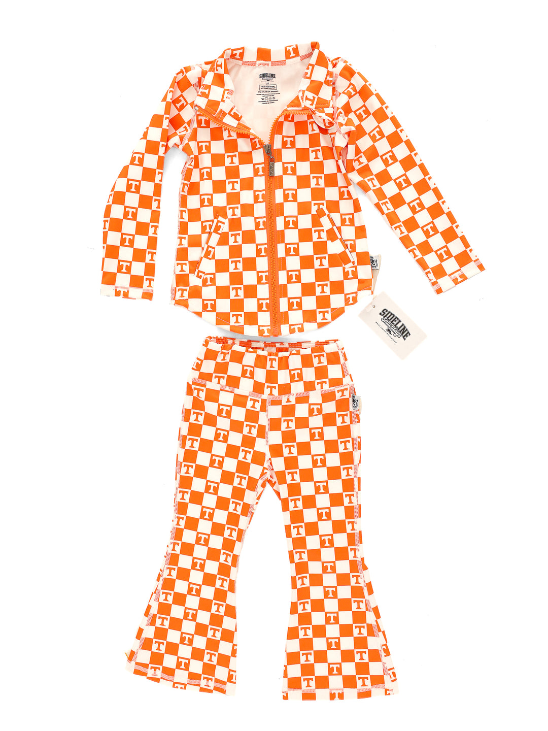 Little Vols Checkerboard Quarter Zip Flare Pant Set